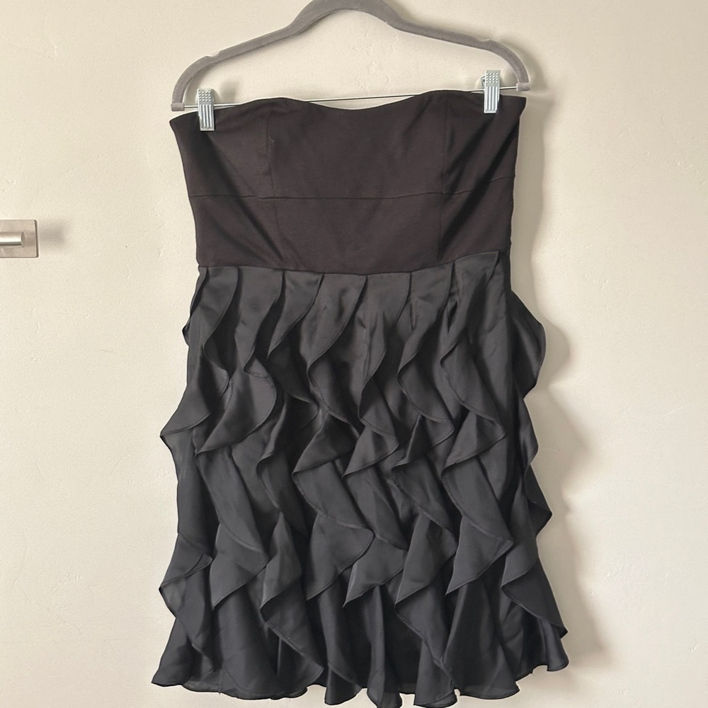 LC Lauren Conrad Black Strapless Ruffle Dress